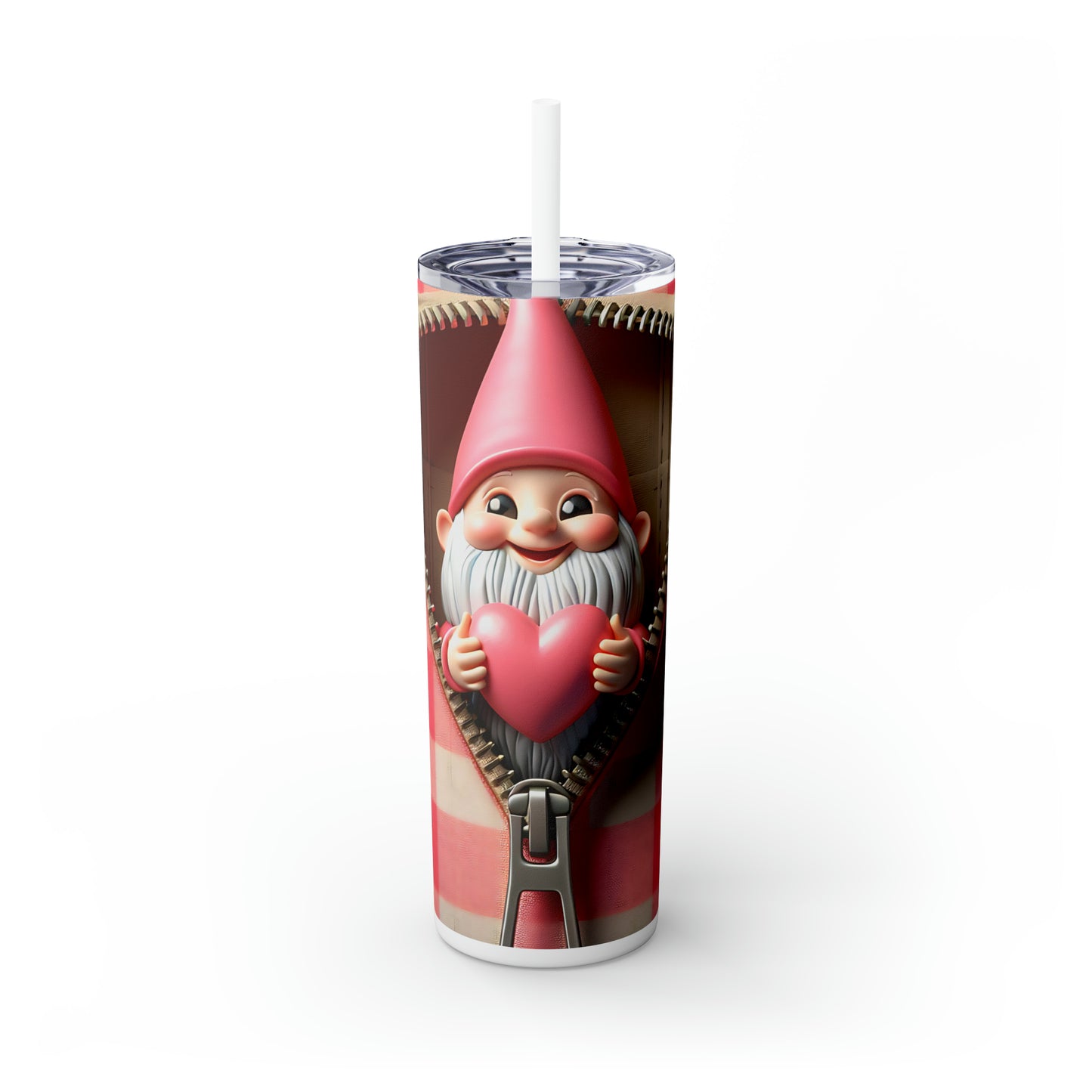 Skinny Tumbler with Straw, 20oz, Santa