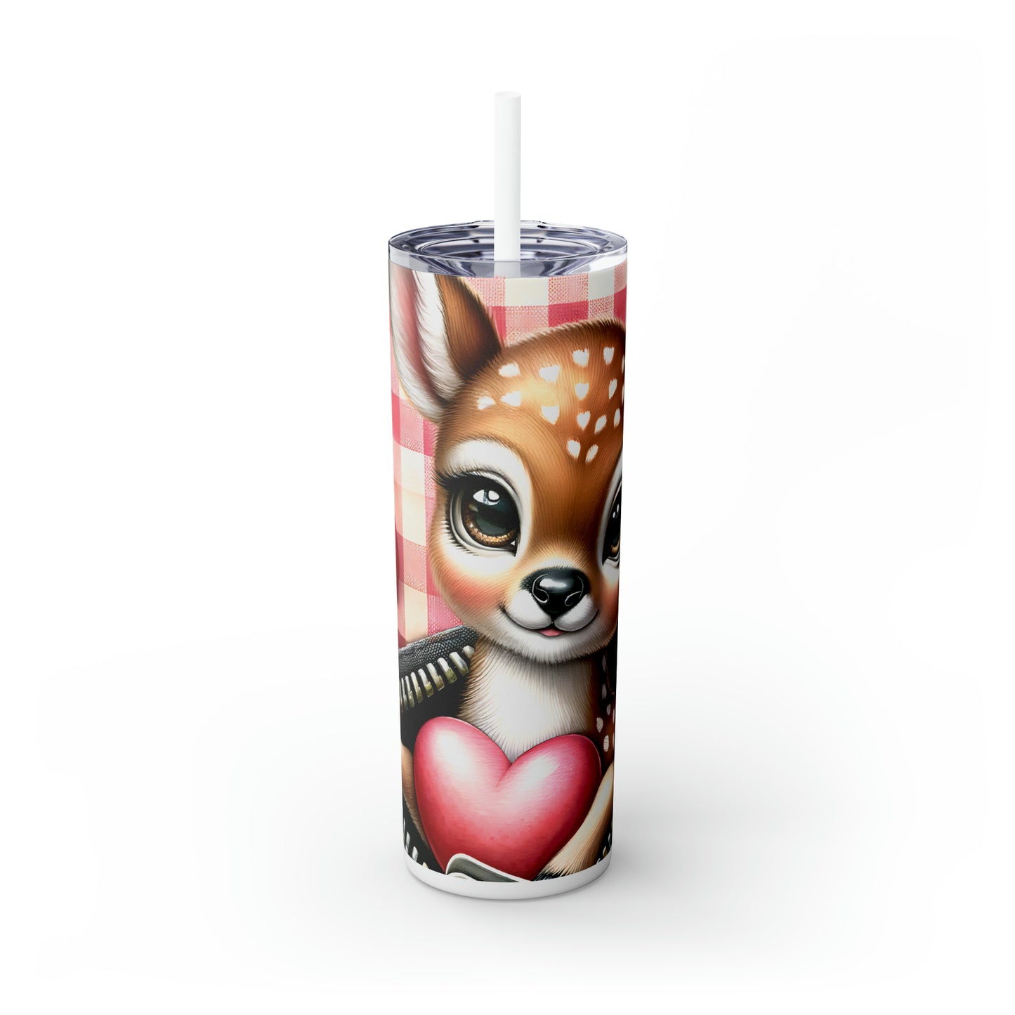 Skinny Tumbler with Straw, 20oz, Deer, Valentines Day, awd-802