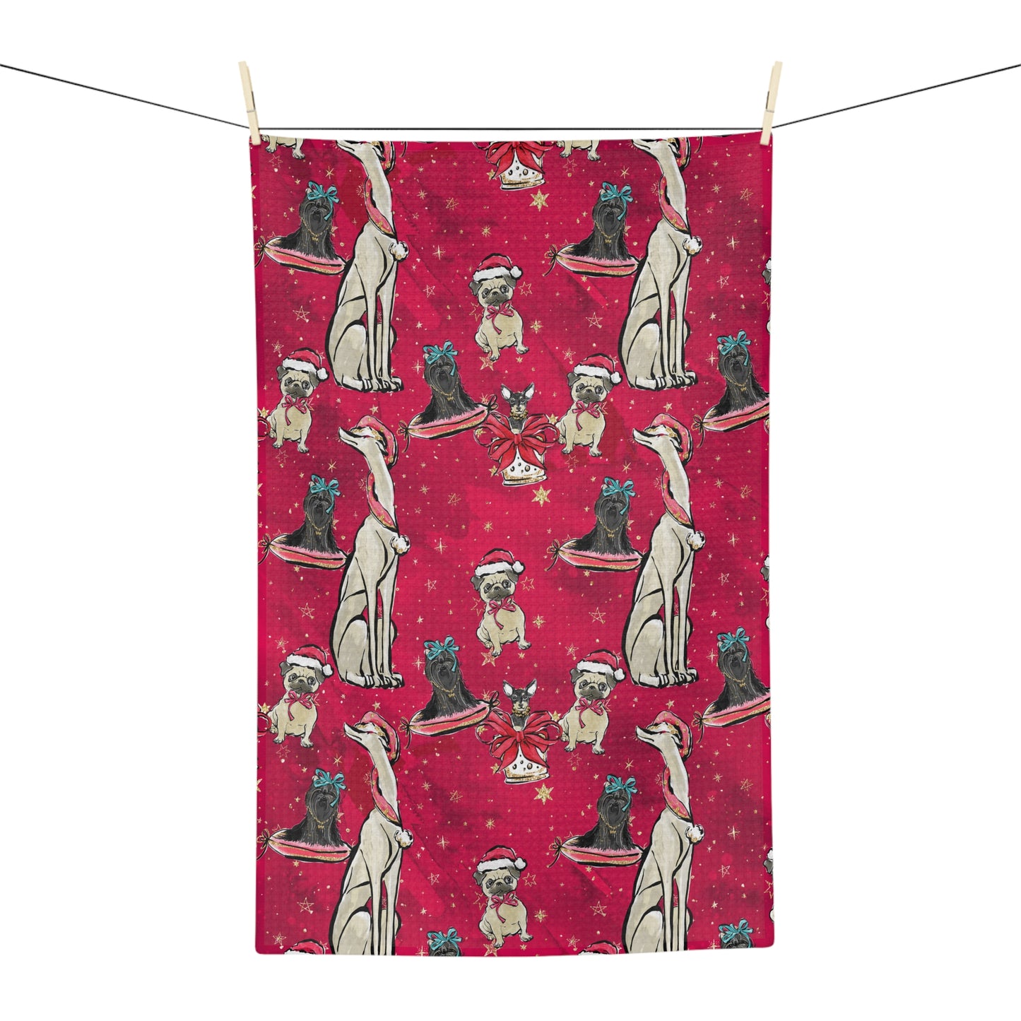 Microfiber Tea Towel Doggie Christmas