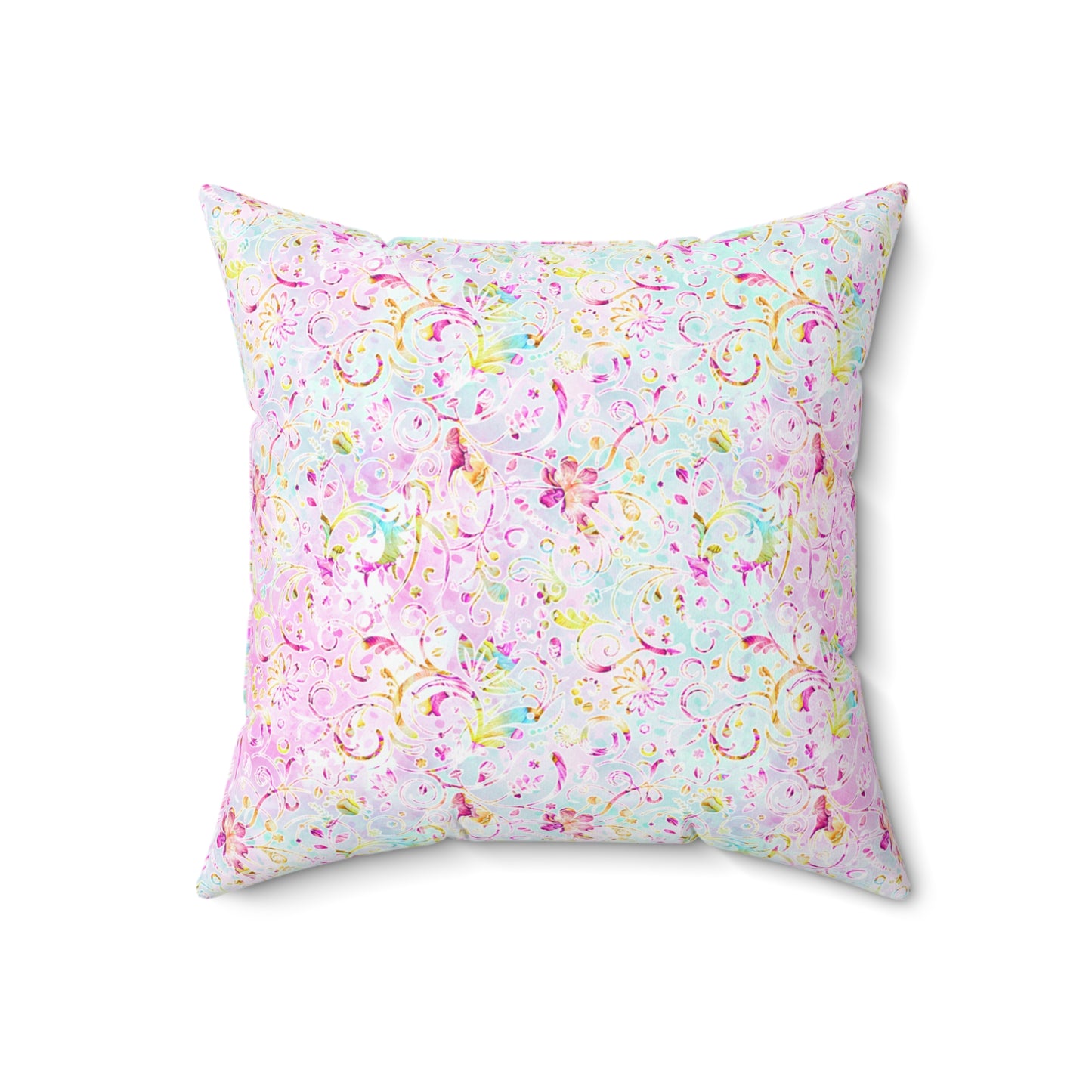 Spun Polyester Square Pillow, Floral Cushion