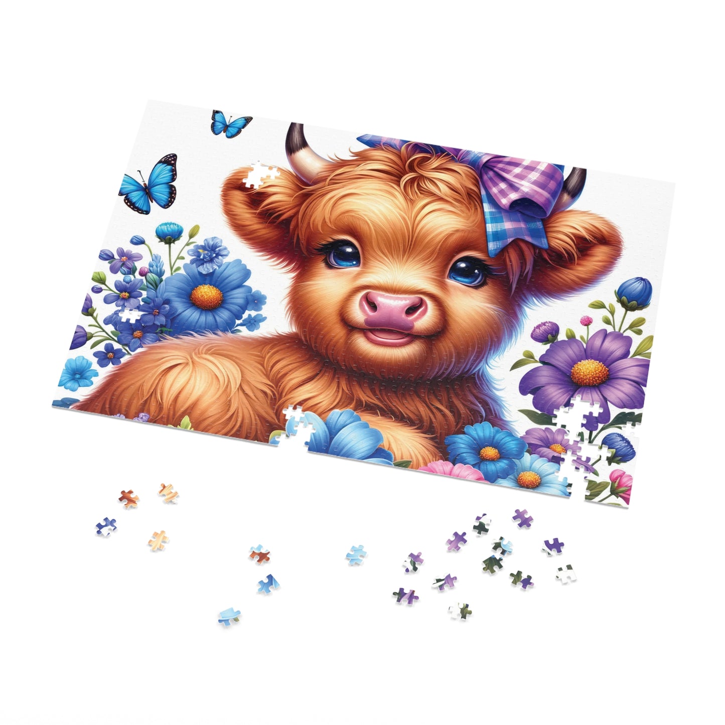 Jigsaw Puzzle, Highland Cow, Personalised/Non-Personalised (30, 110, 252, 500,1000-Piece)