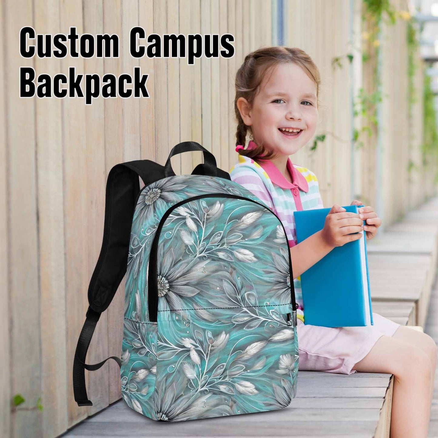 Green Elegant Floral Adult Casual Backpack