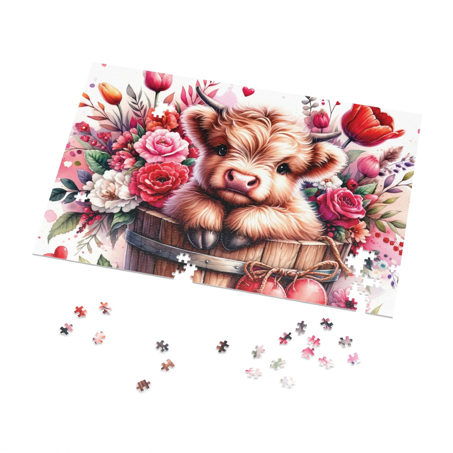 Jigsaw Puzzle, Highland Cow, Personalised/Non-Personalised (30, 110, 252, 500,1000-Piece)