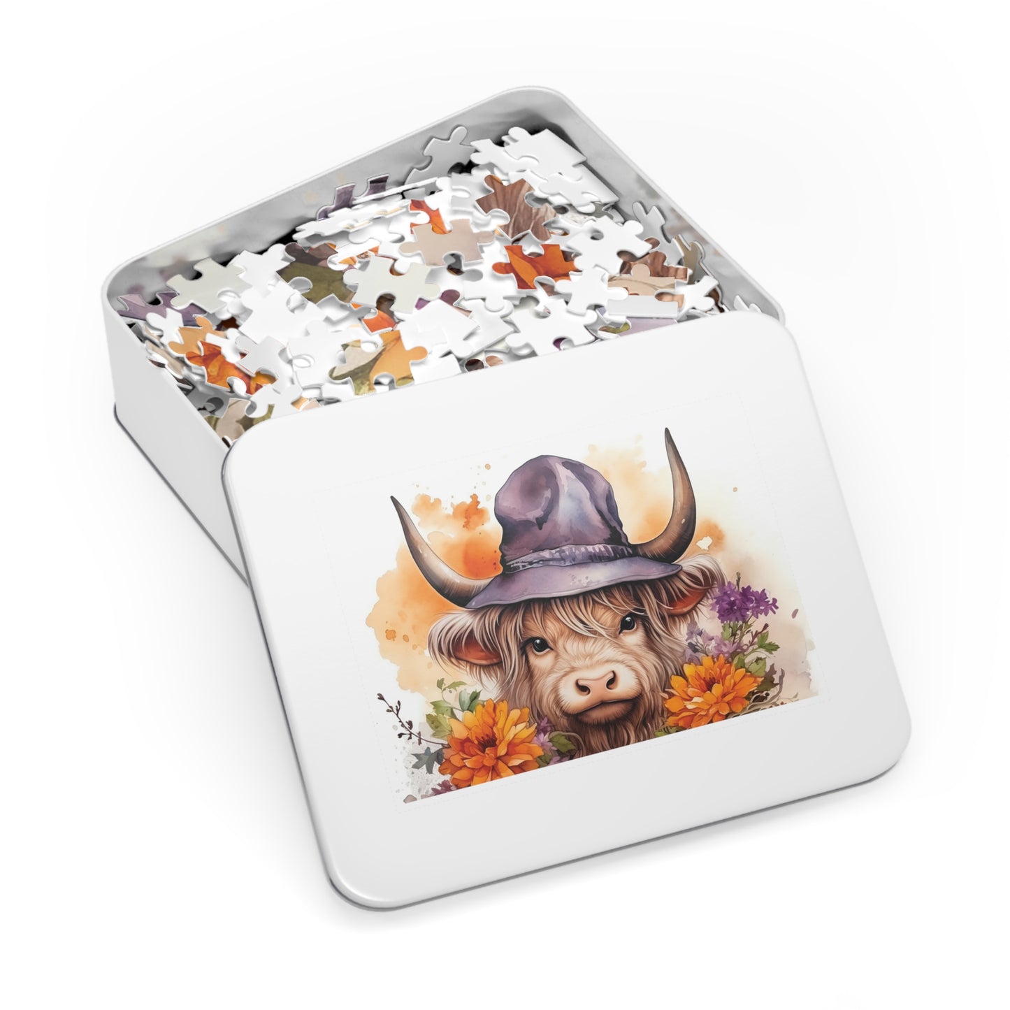 Jigsaw Puzzle, Highland Cow, Personalised/Non-Personalised (30, 110, 252, 500,1000-Piece)