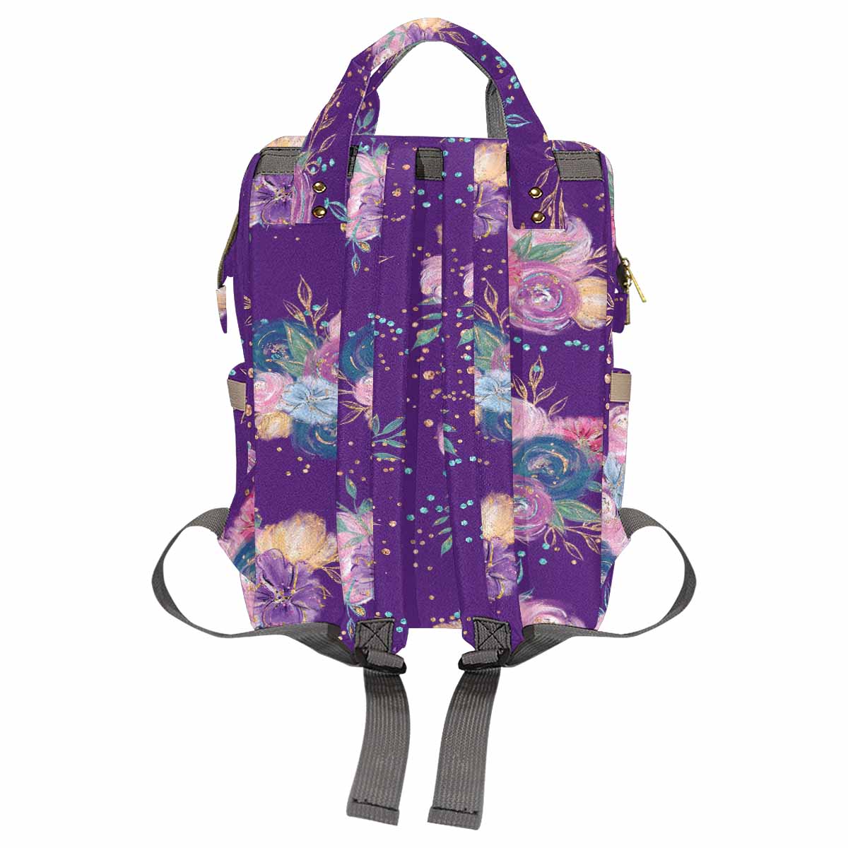 Purple Floral Diaper Bag Backpack