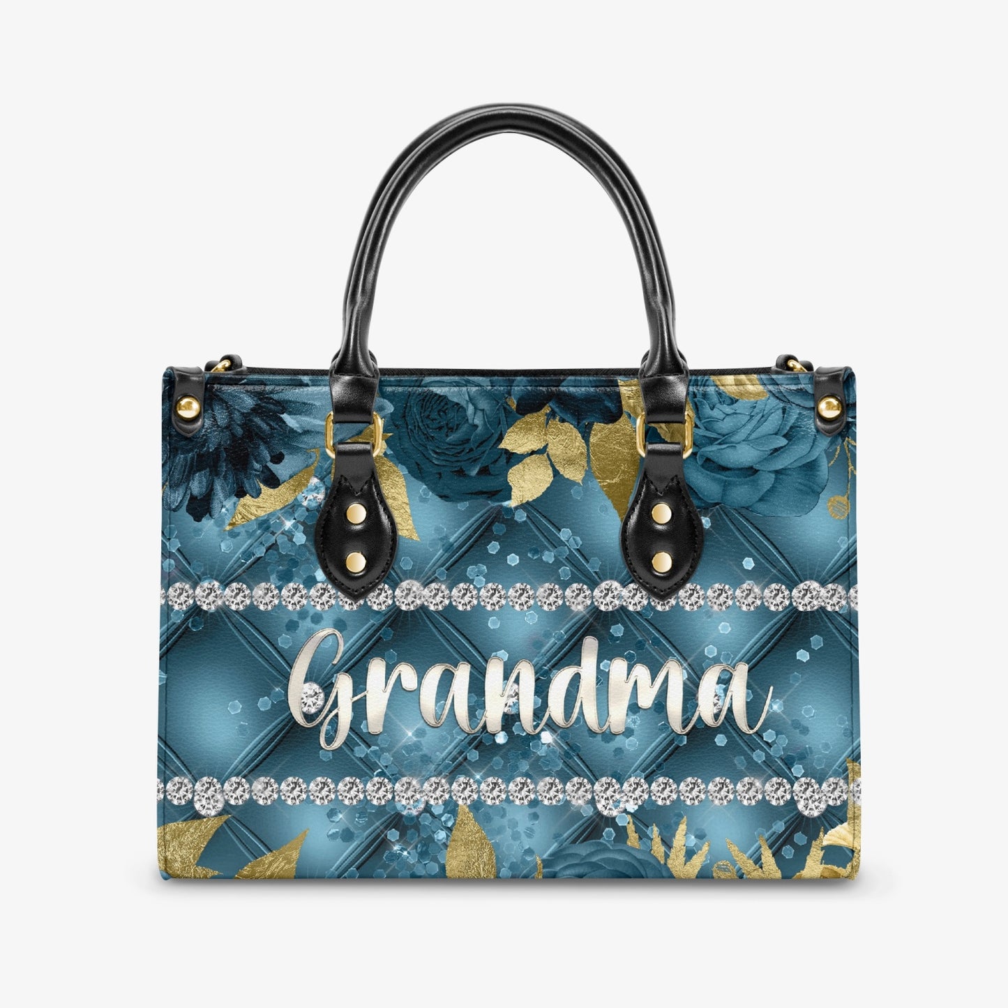 Women's Tote Bag - Teal Floral - Grandma