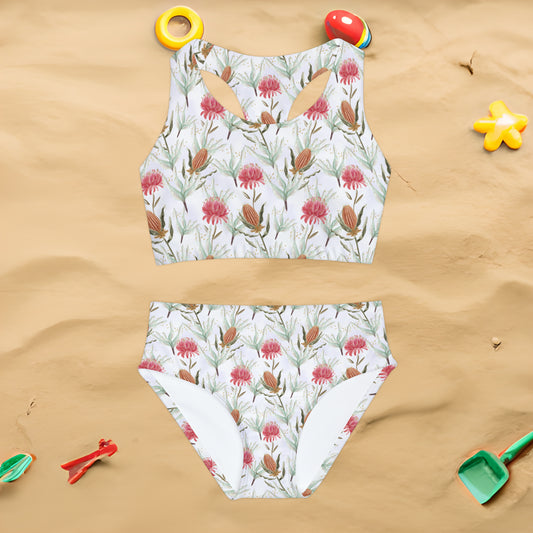 Girls Two Piece Swimsuit, Australian Floral