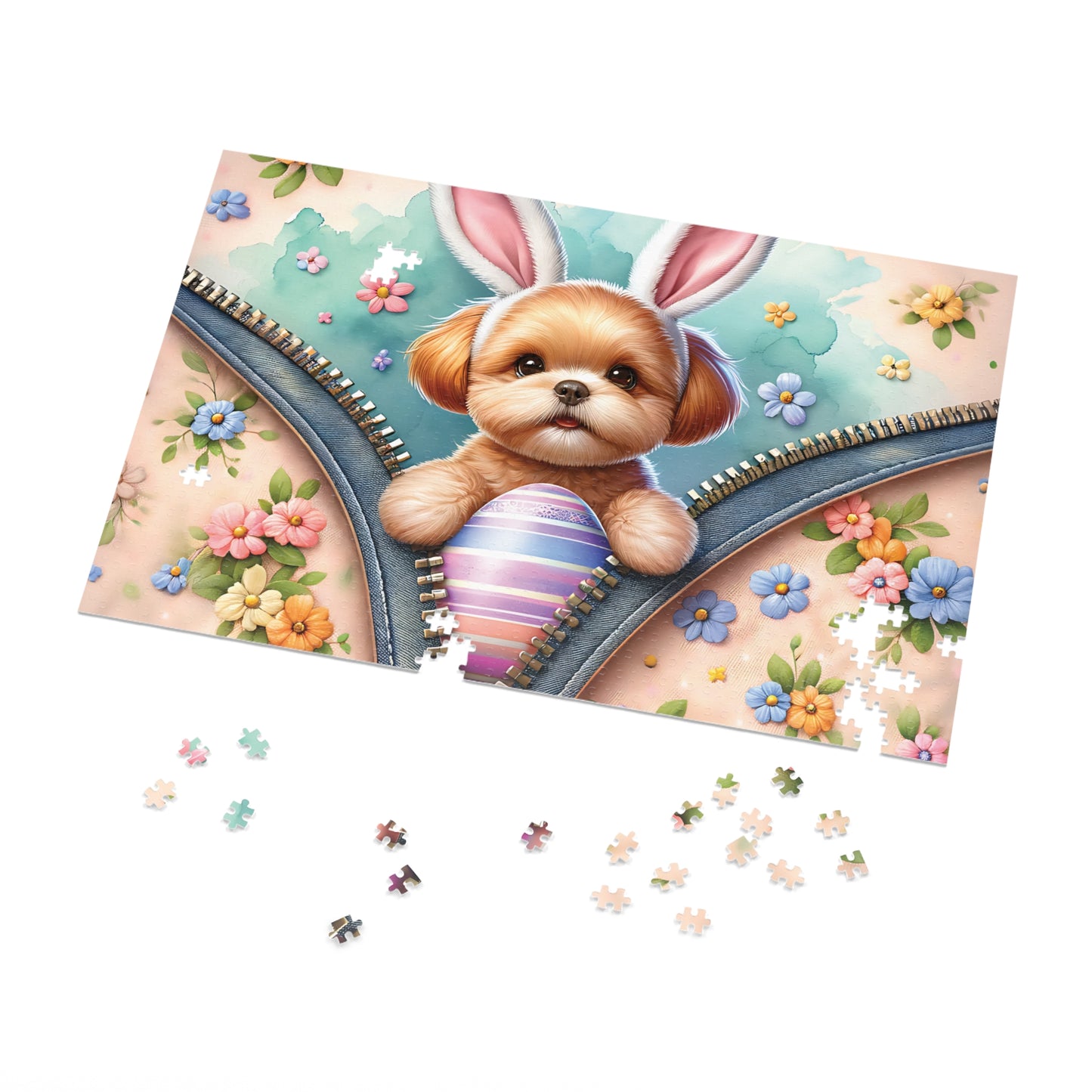 Jigsaw Puzzle, Easter, Dog with Bunny Ears, Personalised/Non-Personalised (30, 110, 252, 500,1000-Piece) Awd-1309
