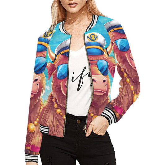 cruise Highland cow Bomber Jacket for Women