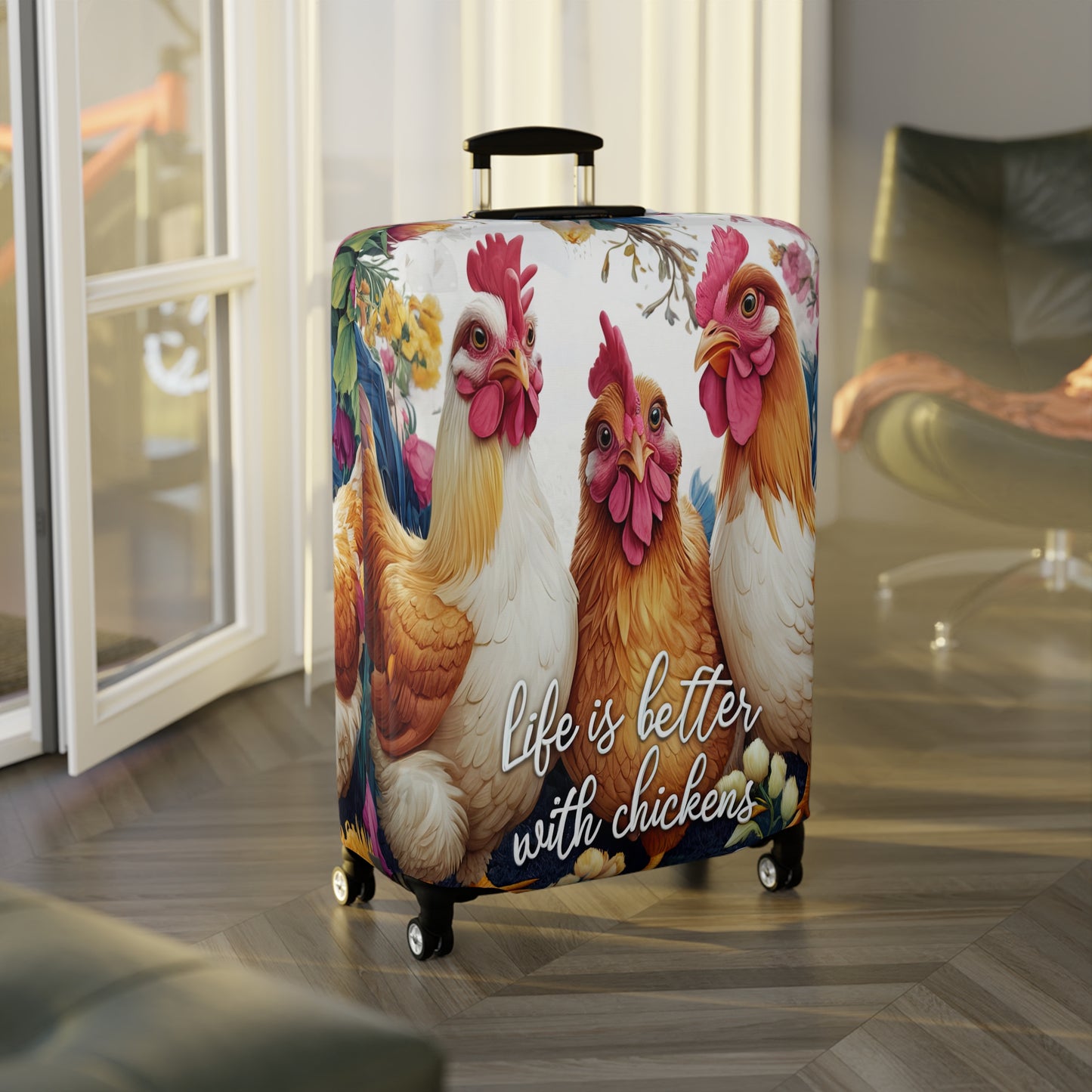 Luggage Cover, Chickens, Life is better with Chickens, awd-1676