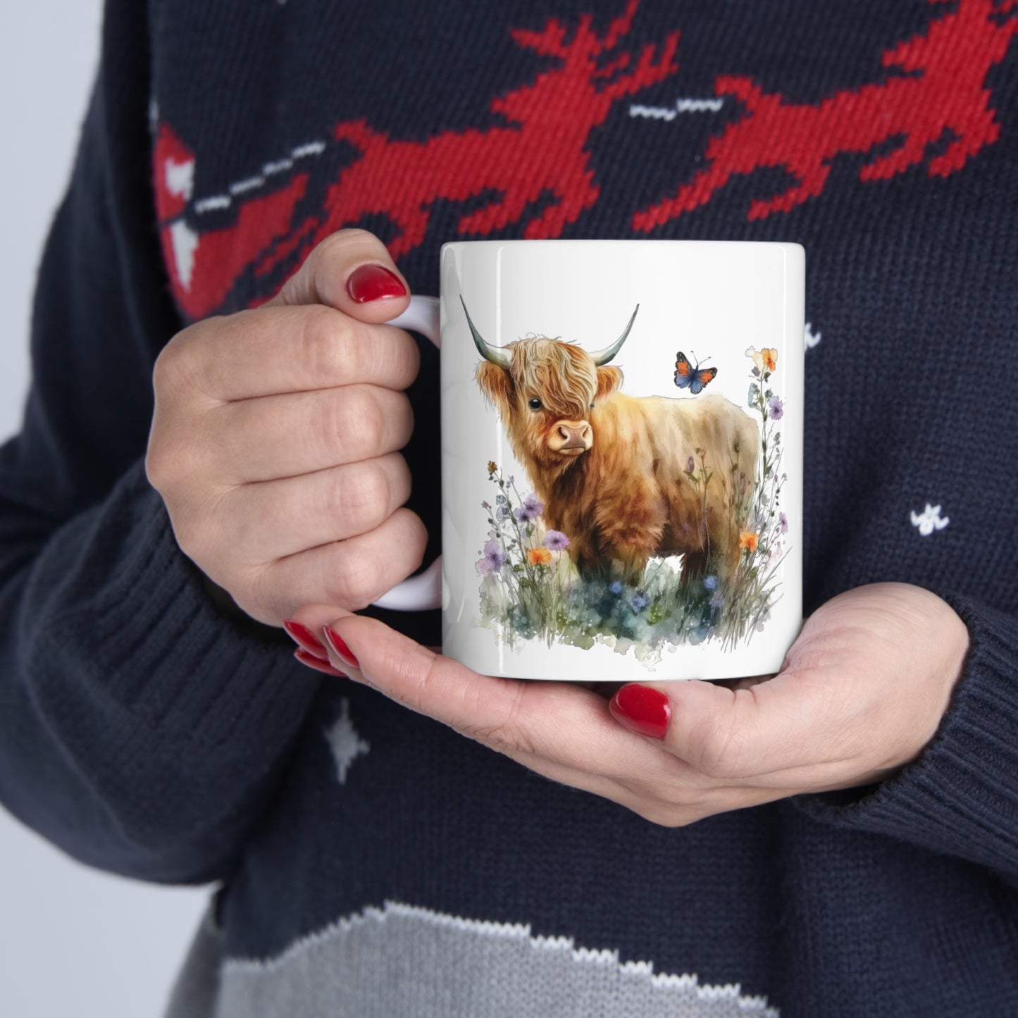 Personalised/Non Personalised Highland Cow, Ceramic Mug 11oz, Highland Cow Mug