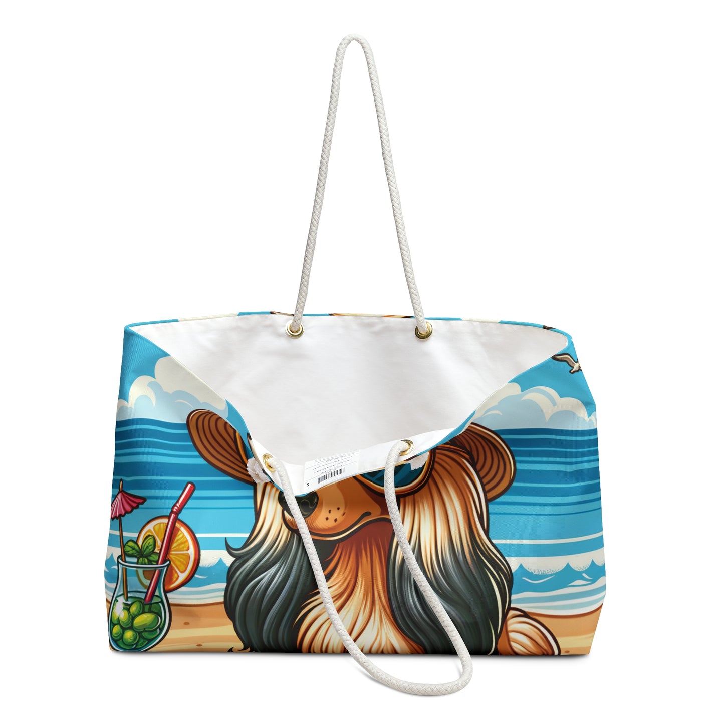 Personalised/Non-Personalised Weekender Bag, Summer Beach Dog, Afghan Hound, Large Weekender Bag, Beach Bag, Book Bag