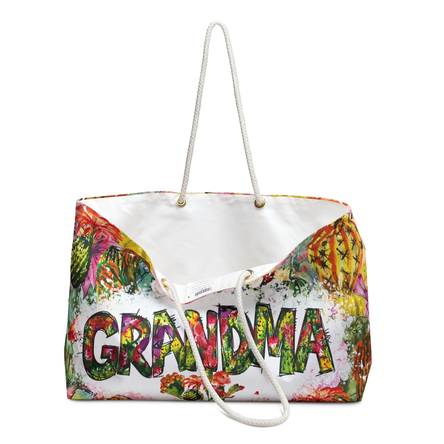 Personalised/Non-Personalised Weekender Bag, Floral, Grandma, Large Weekender Bag, Beach Bag, Book Bag