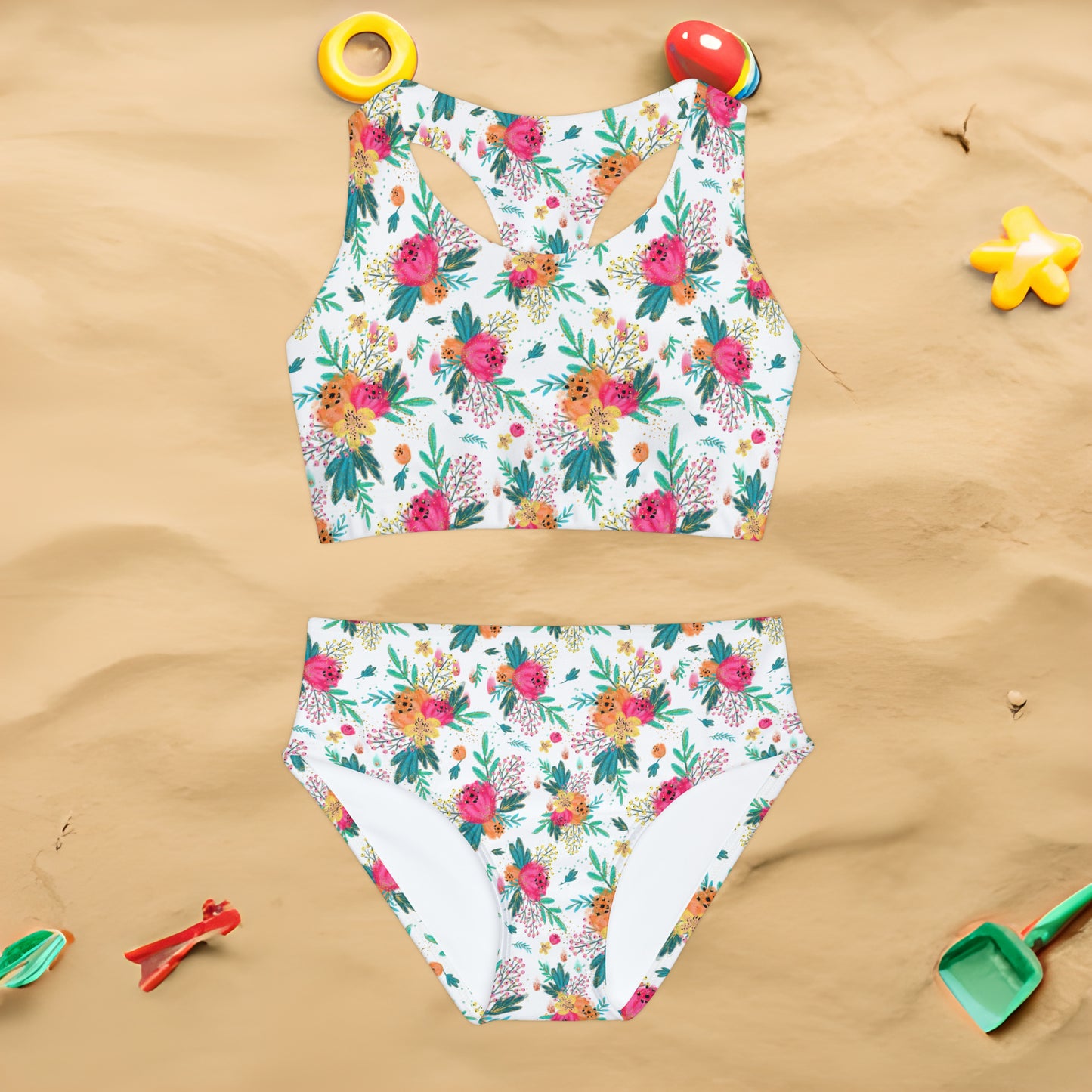 Australian Floral, Girls Two Piece Swimsuit, Australian Floral, Australian Animals