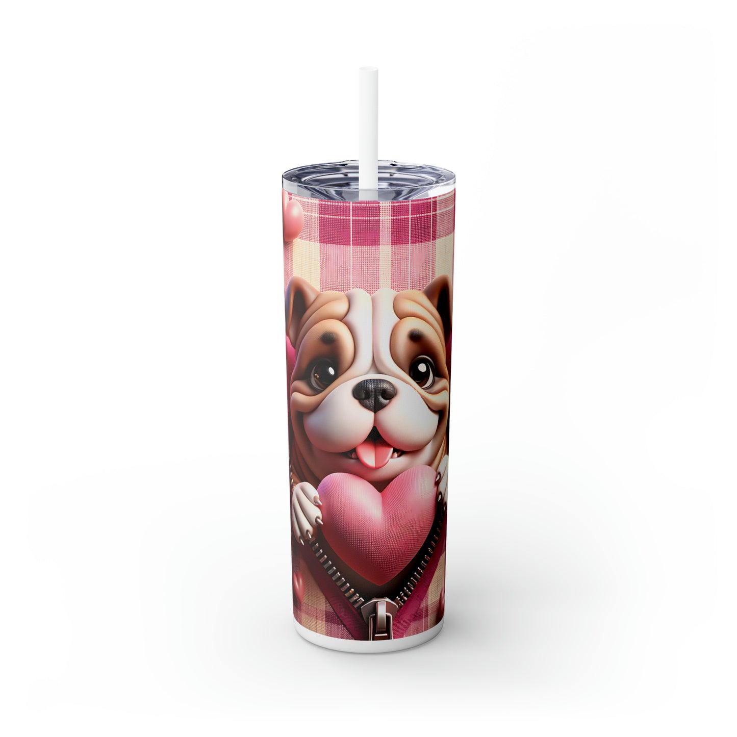 Skinny Tumbler with Straw, 20oz, Dog, Valentines Day, awd-1139