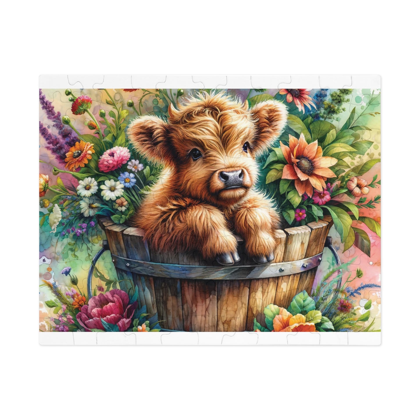 Jigsaw Puzzle, Highland Cow, Personalised/Non-Personalised (30, 110, 252, 500,1000-Piece)