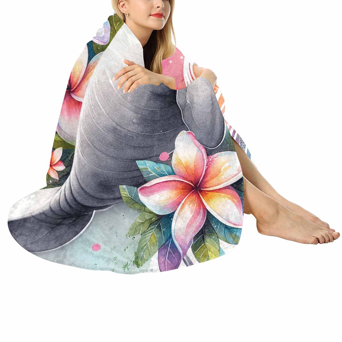 Sea_Animals_Dugong_Awd351102  Circular Micro Fleece Blanket 47"