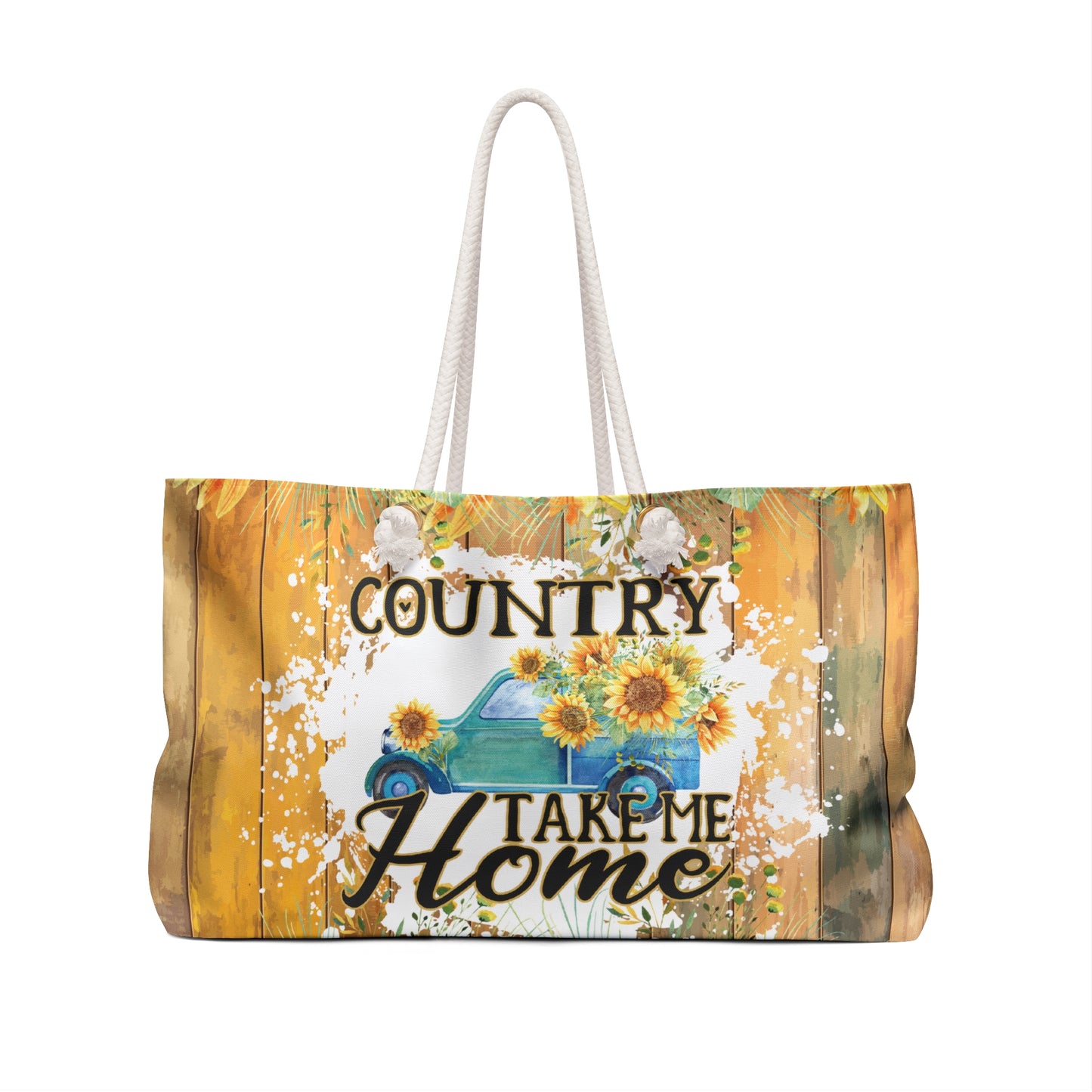 Personalised/Non-Personalised Weekender Bag, Sunflowers, Country Take me Home, Large Weekender Bag, Beach Bag, Book Bag