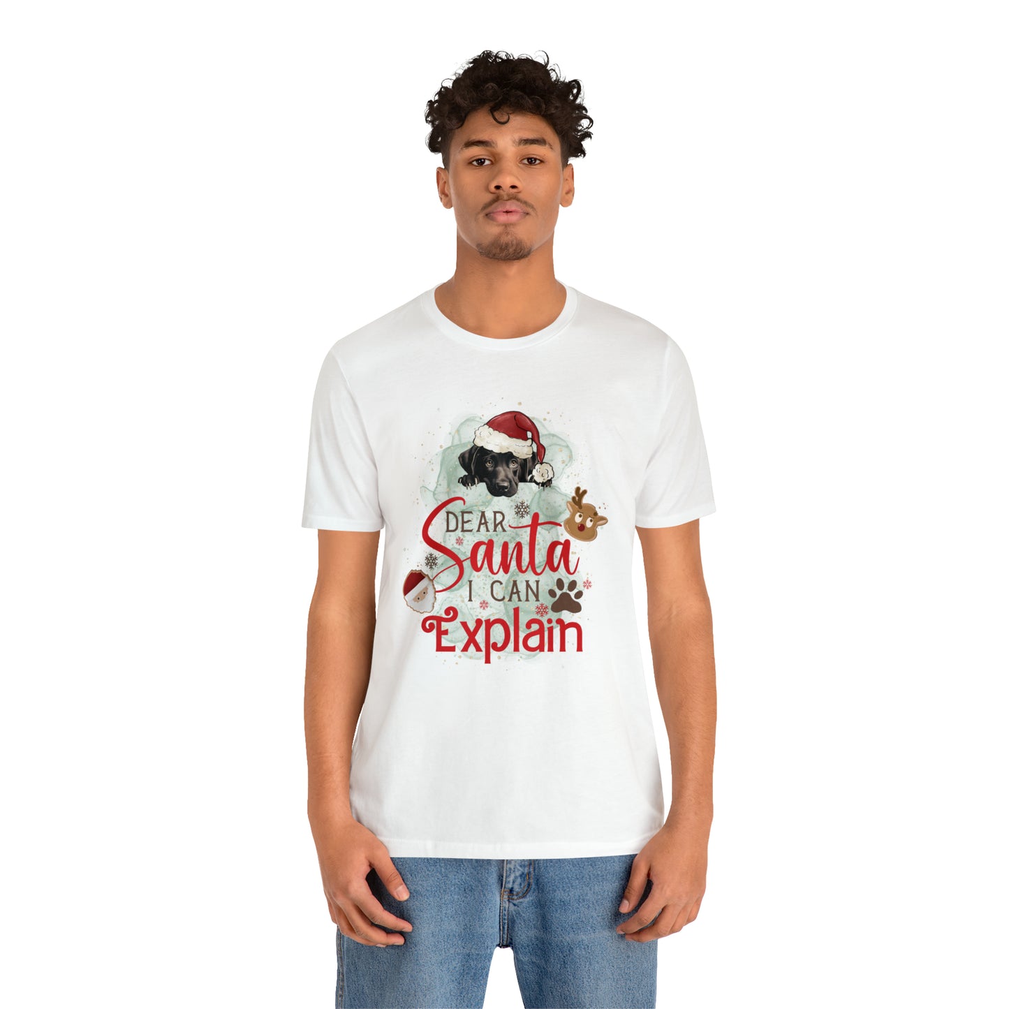 Unisex Jersey Short Sleeve Tee, Dog Paws, Dear Santa I Can Explain, Dear Santa Tee, Christmas Tee, Super Soft 9 Sizes