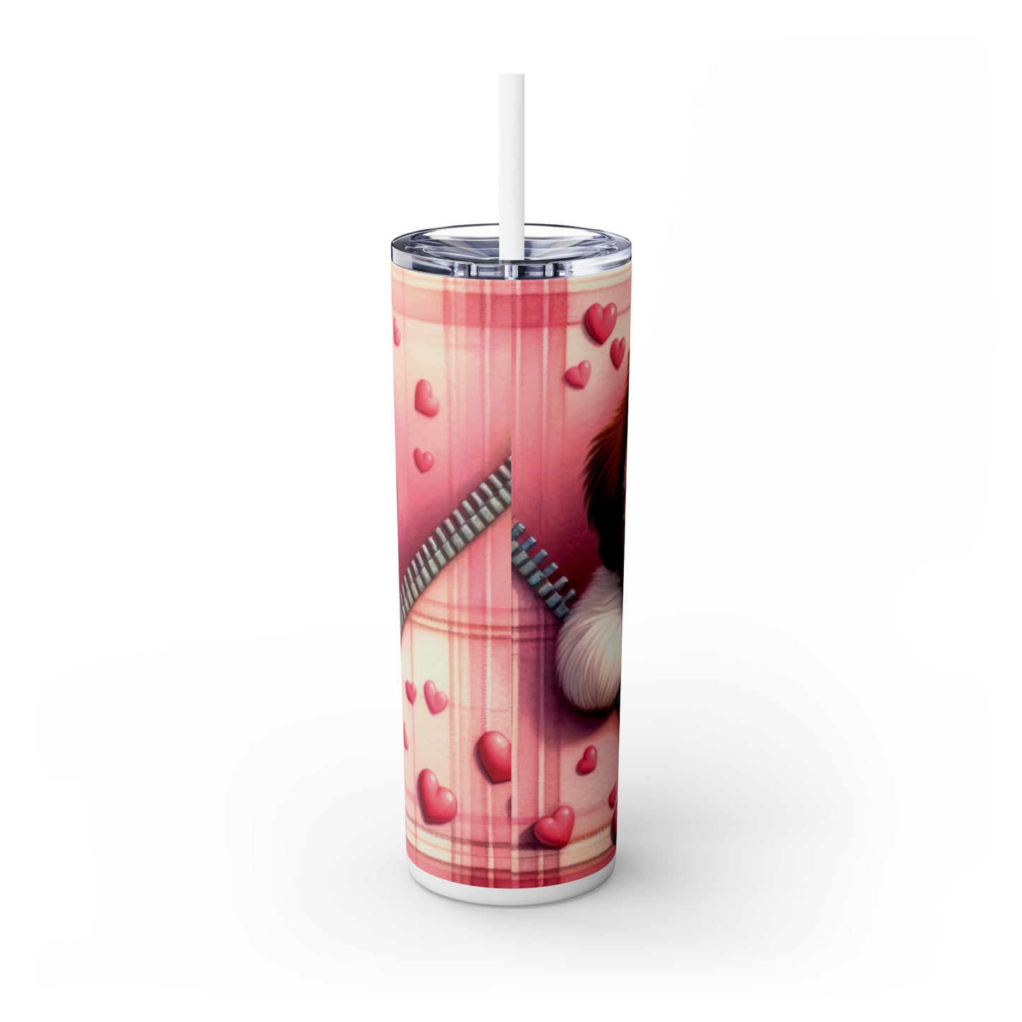 Skinny Tumbler with Straw, 20oz, Dog, Valentines Day, awd-831