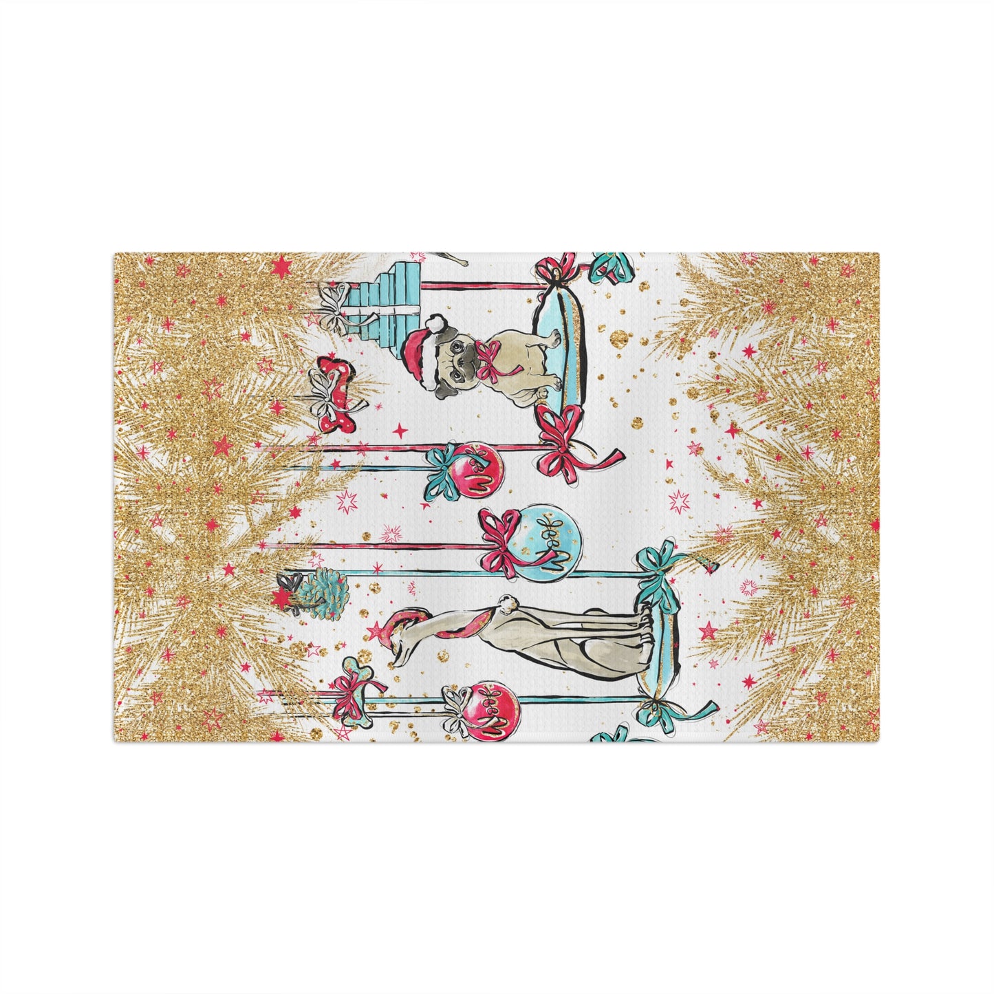 Microfiber Tea Towel Doggie Christmas