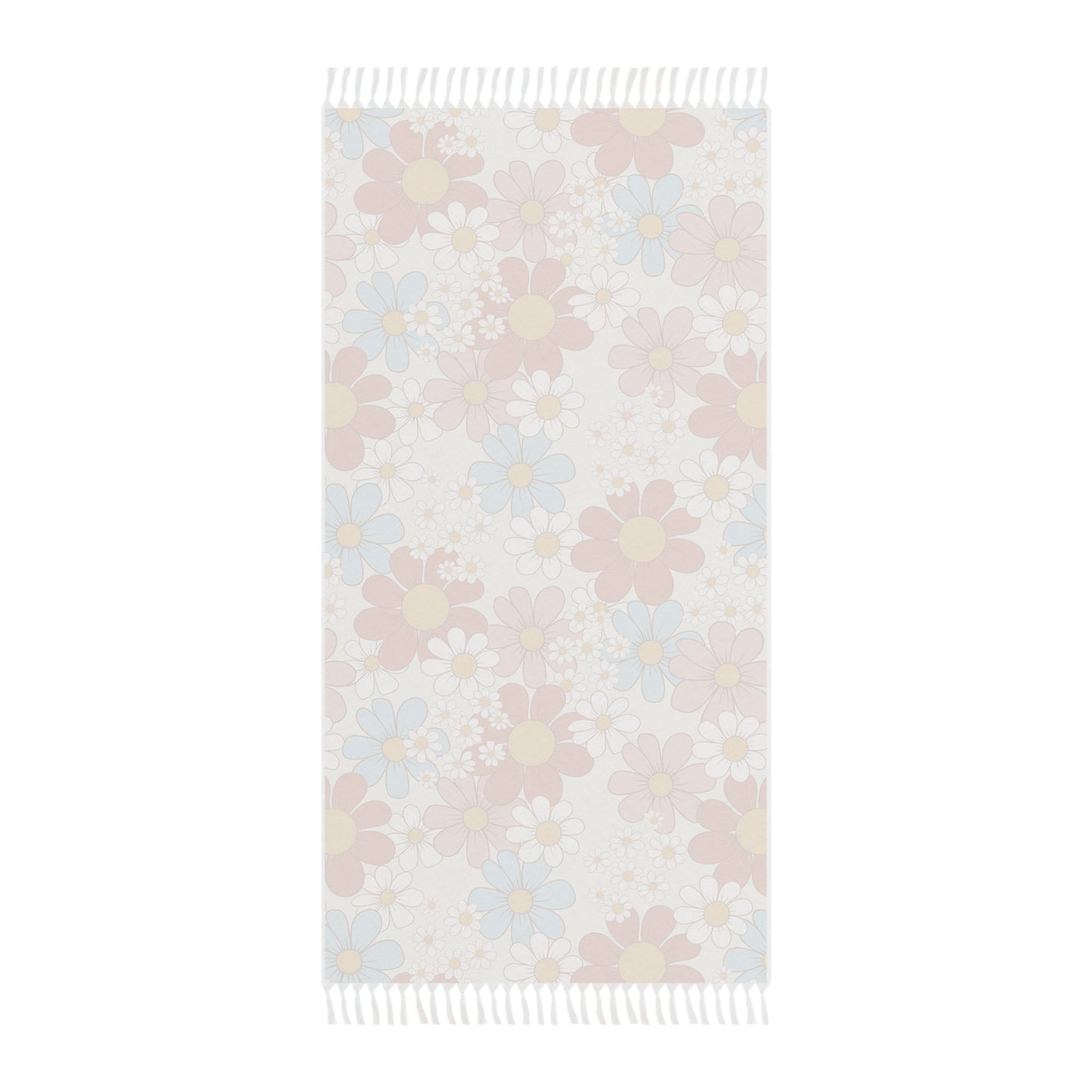 Boho Beach Towel, Retro Flower Design