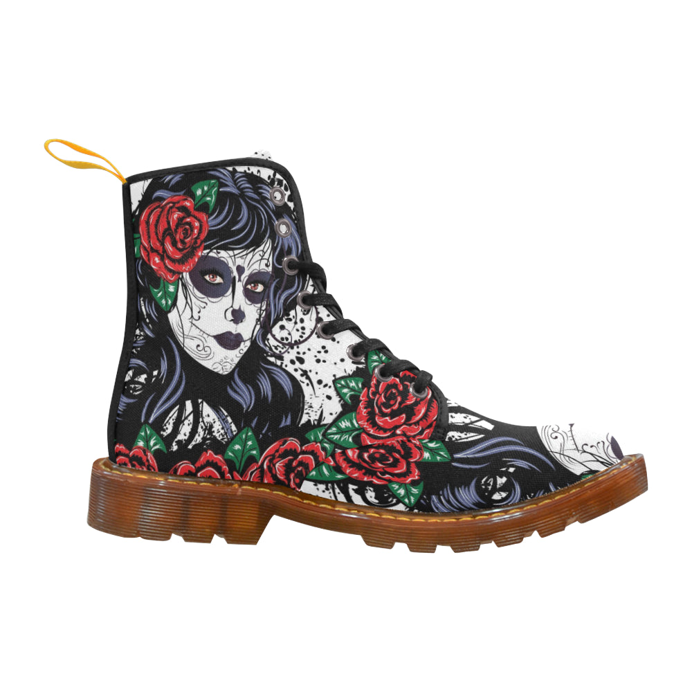 rose skull women Martin Boots For Women Model 1203H