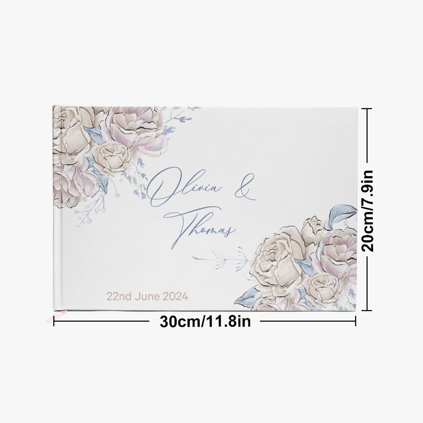 Rectangle Wedding Guest Book, Romance Floral, Personalised