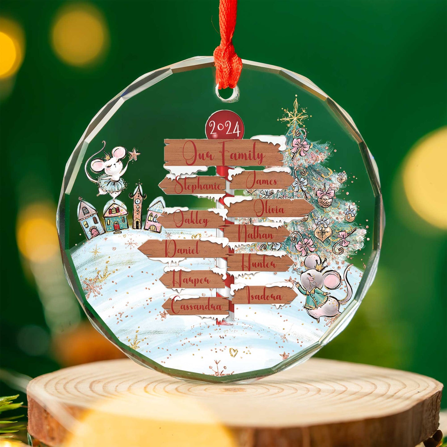 Personalised North Pole Christmas Glass Ornament