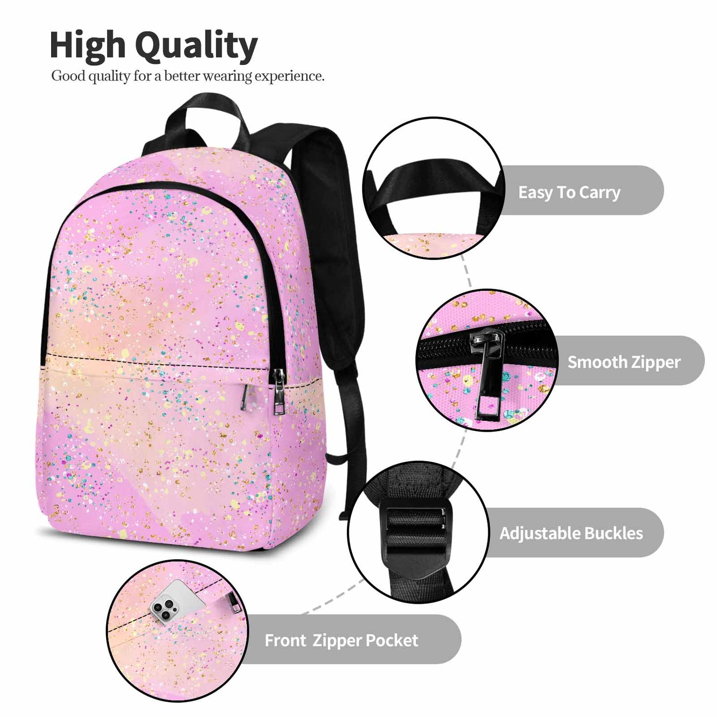 Pink Splash Adult Casual Backpack