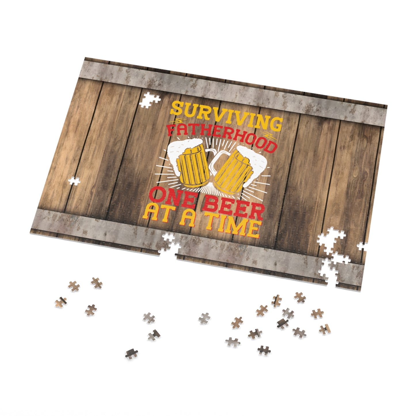 Puzzle, Dad, Surviving Fatherhood one Beer at a time, Personalised/Non-Personalised (30, 110, 252, 500,1000-Piece) awd-564