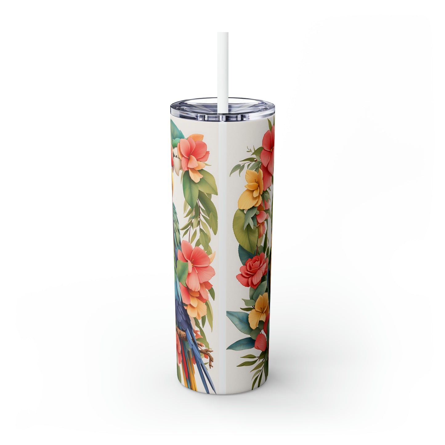 Skinny Tumbler with Straw, 20oz, Parrot