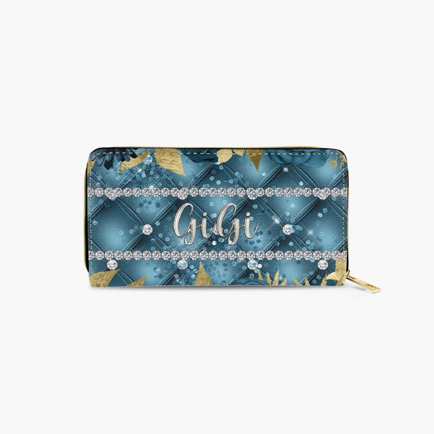 Long Type Zipper Purse - Teal Floral - GiGi