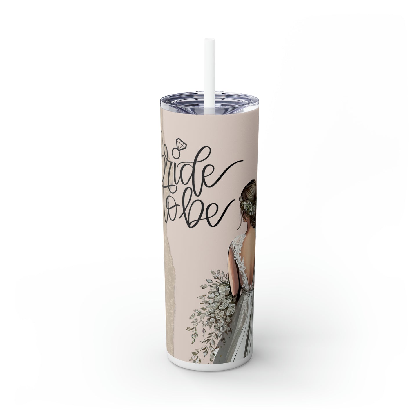 Skinny Tumbler with Straw, 20oz, Bride to Be, awd-222