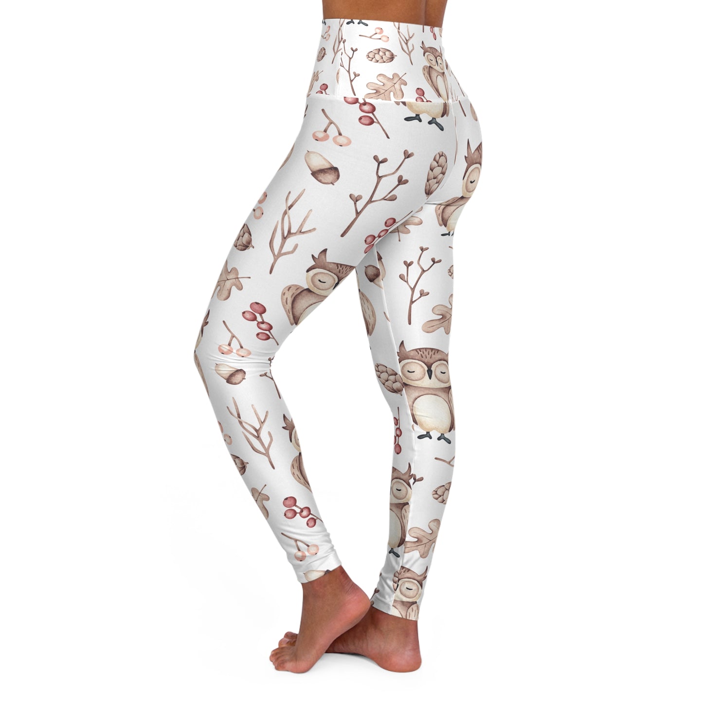 High Waisted Yoga Leggings, Owl