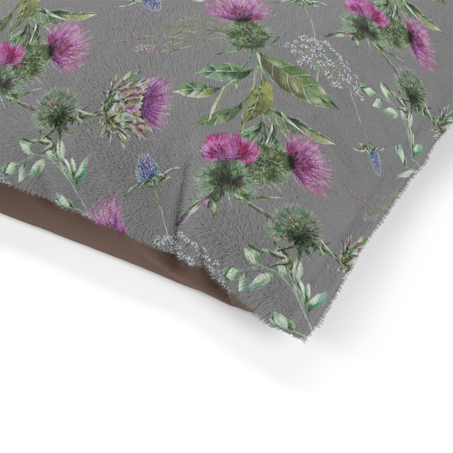 Luxury Pet Bed, feather soft fleece, Scottish Floral  Thistle