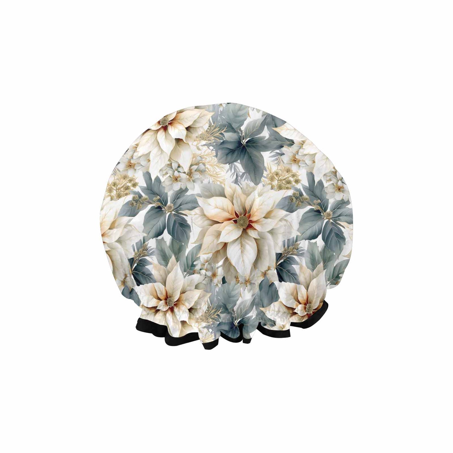 Cream Poinsettia  Shower Cap