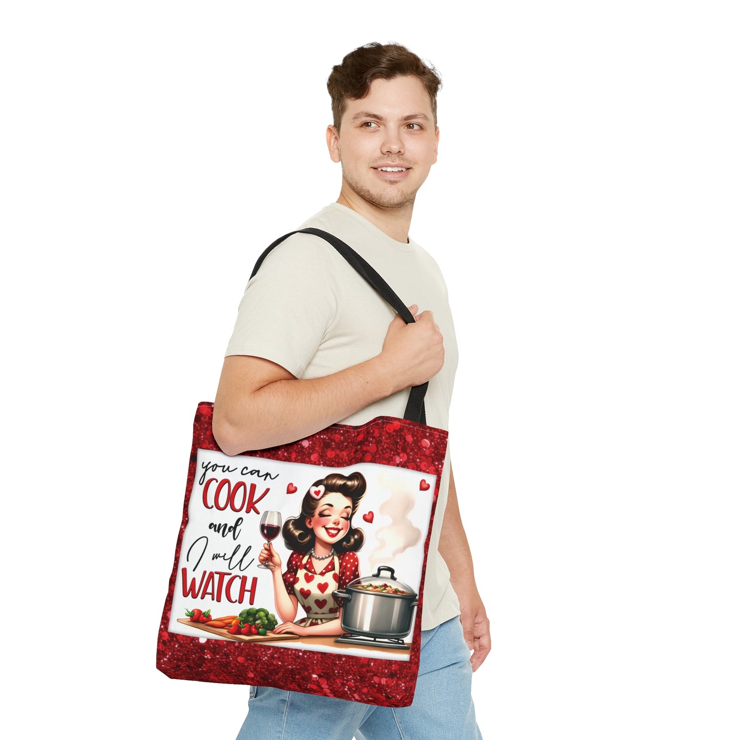 Tote Bag, Retro, You can cook and I will Watch