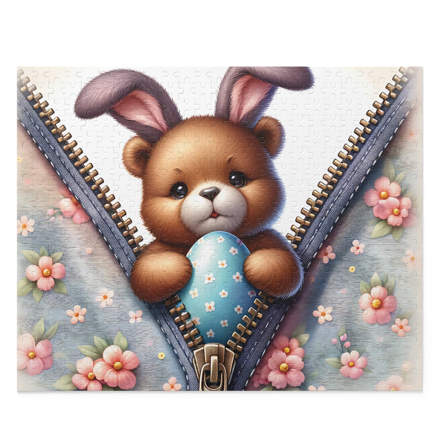 Personalised/Non-Personalised Puzzle, Easter, Bear with Bunny ears (120, 252, 500-Piece)