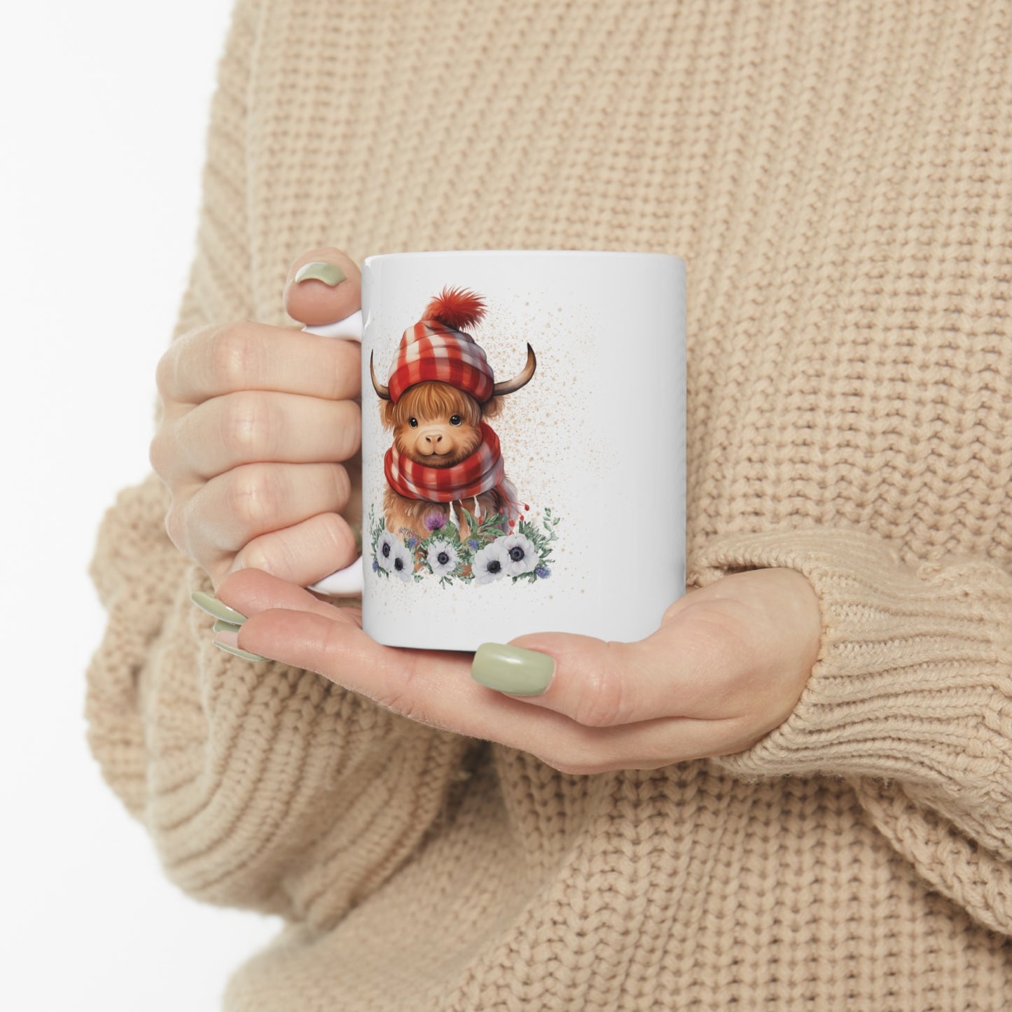 Personalised/Non Personalised Highland Cow, Ceramic Mug 11oz, Highland Cow Mug