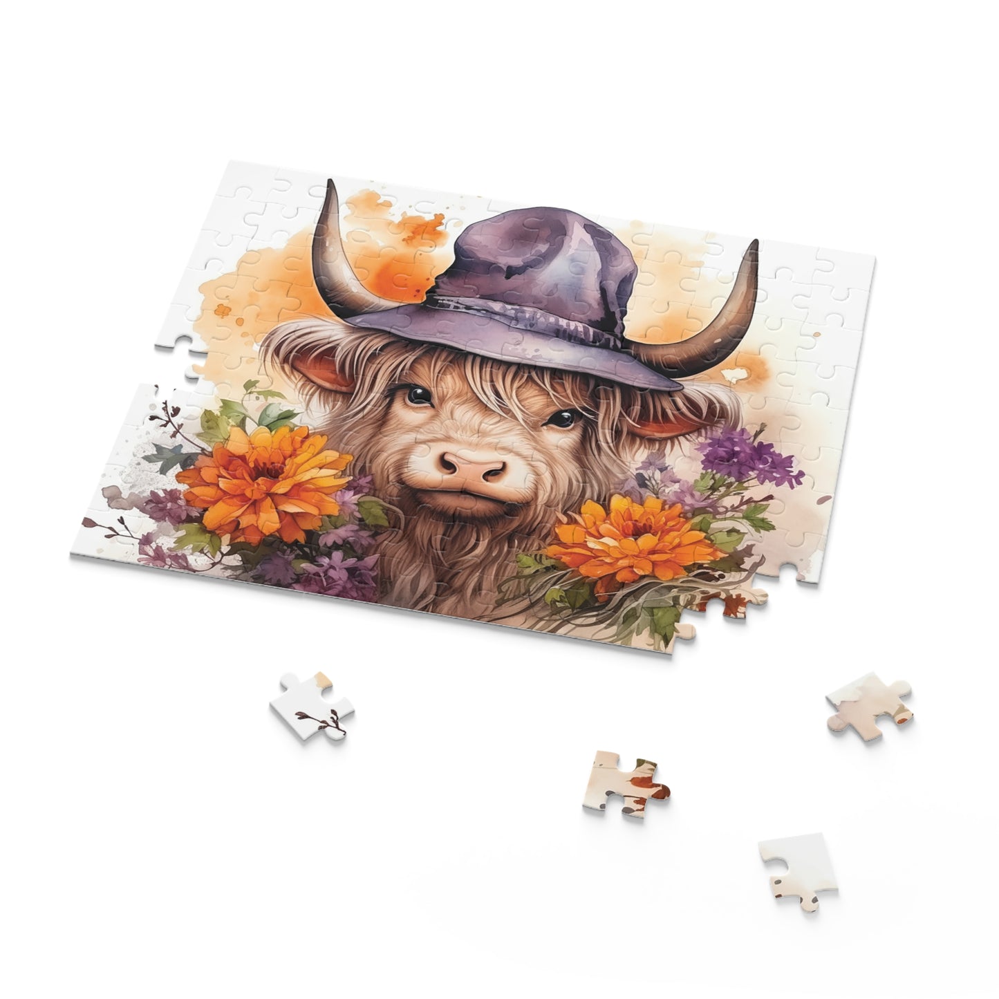 Personalised/Non-Personalised Puzzle, Highland Cow (120, 252, 500-Piece)