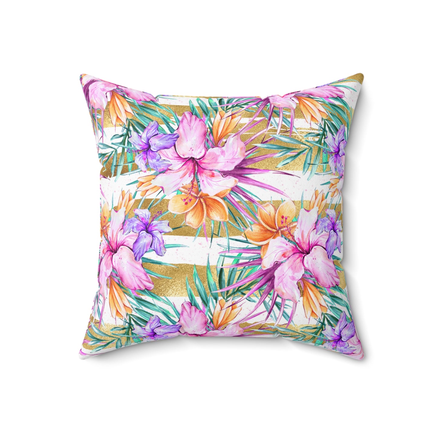 Spun Polyester Square Pillow, Summer Floral Cushion