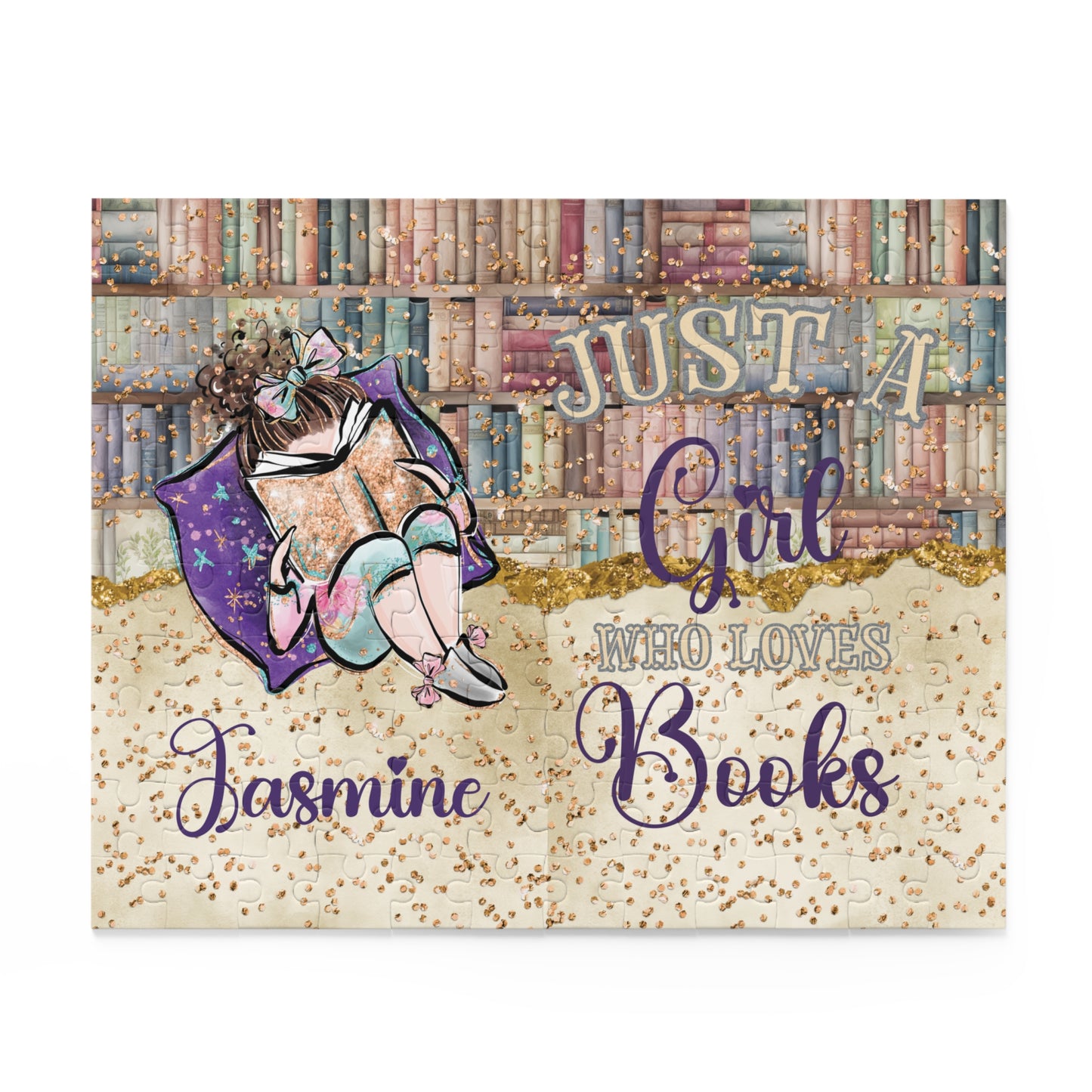 Puzzle, Just a Girl who Loves Books, Brunette Hair, Personalised/Non-Personalised, (120, 252, 500-Piece)