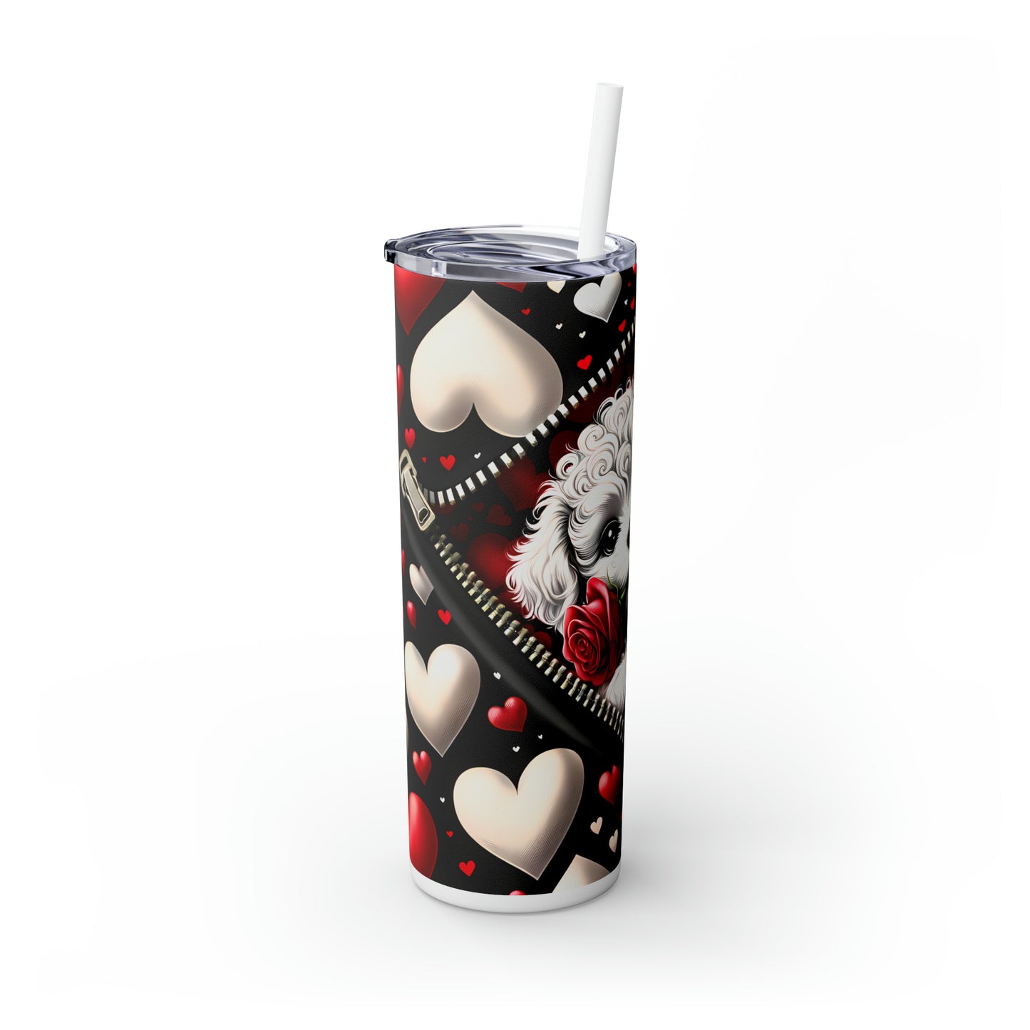 Skinny Tumbler with Straw, 20oz, Dog, Valentines Day, awd-866