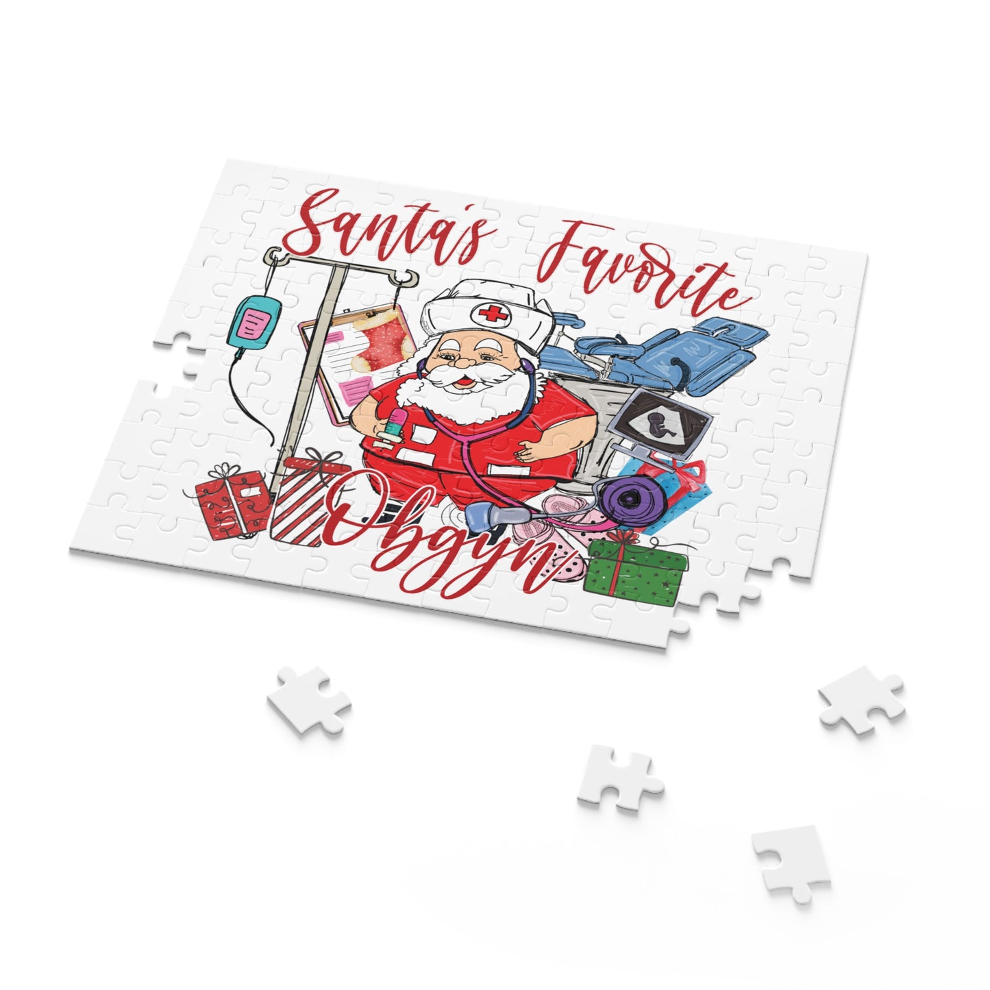 Personalised/Non-Personalised Puzzle, Santa's Favorite Obgyn (120, 252, 500-Piece)