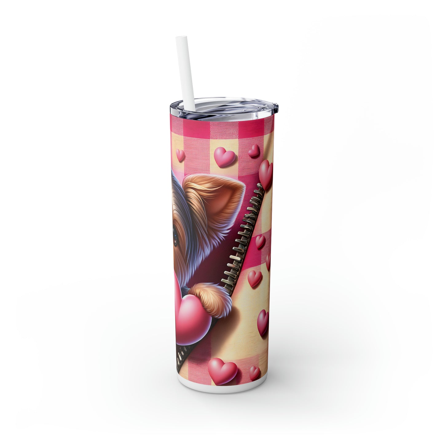 Skinny Tumbler with Straw, 20oz, Dog, Valentines Day, awd-1147