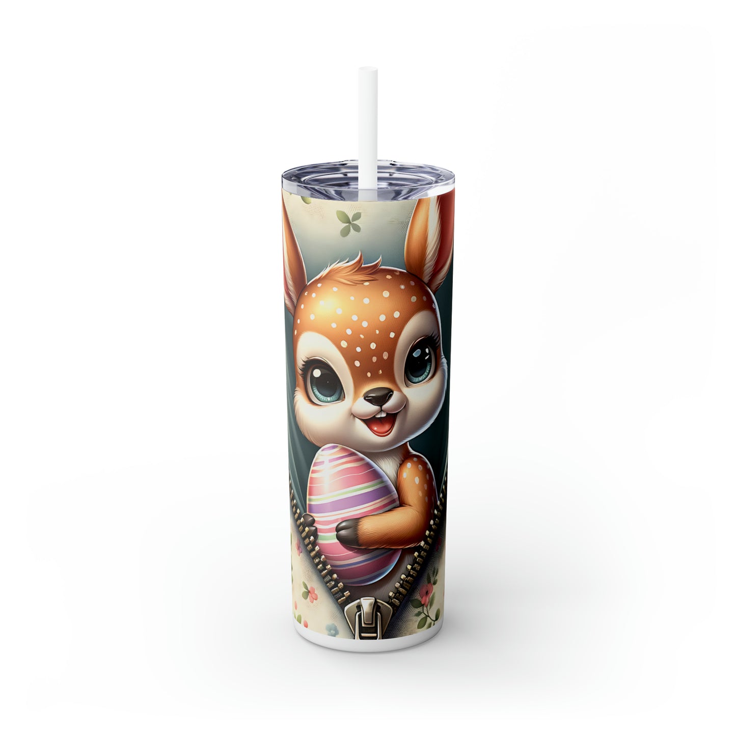 Skinny Tumbler with Straw, 20oz, Easter, Baby Deer, awd-1268