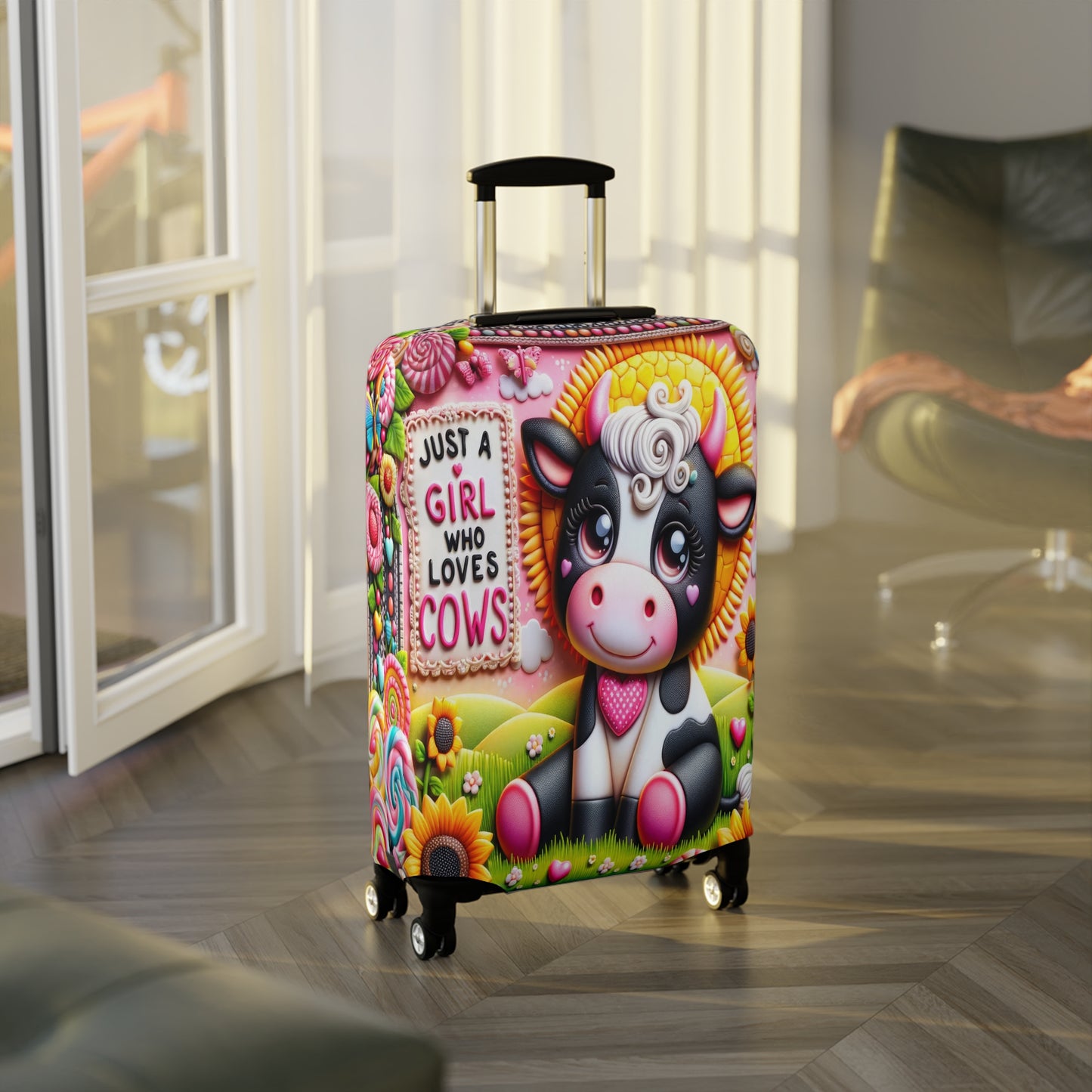 Luggage Cover, Just a Girl who Loves Cows, awd-1801