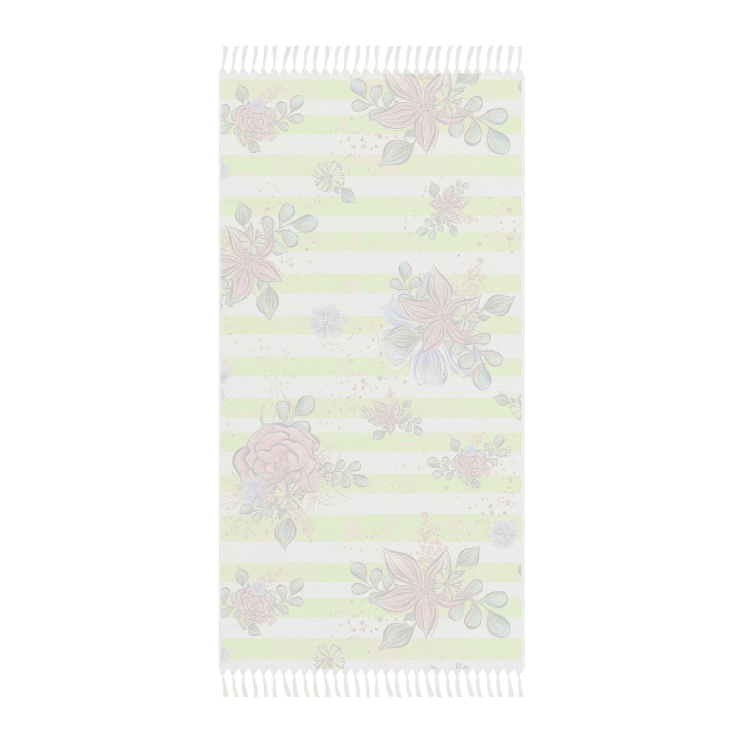 Boho Beach Towel, Candy Stripes and Flowers