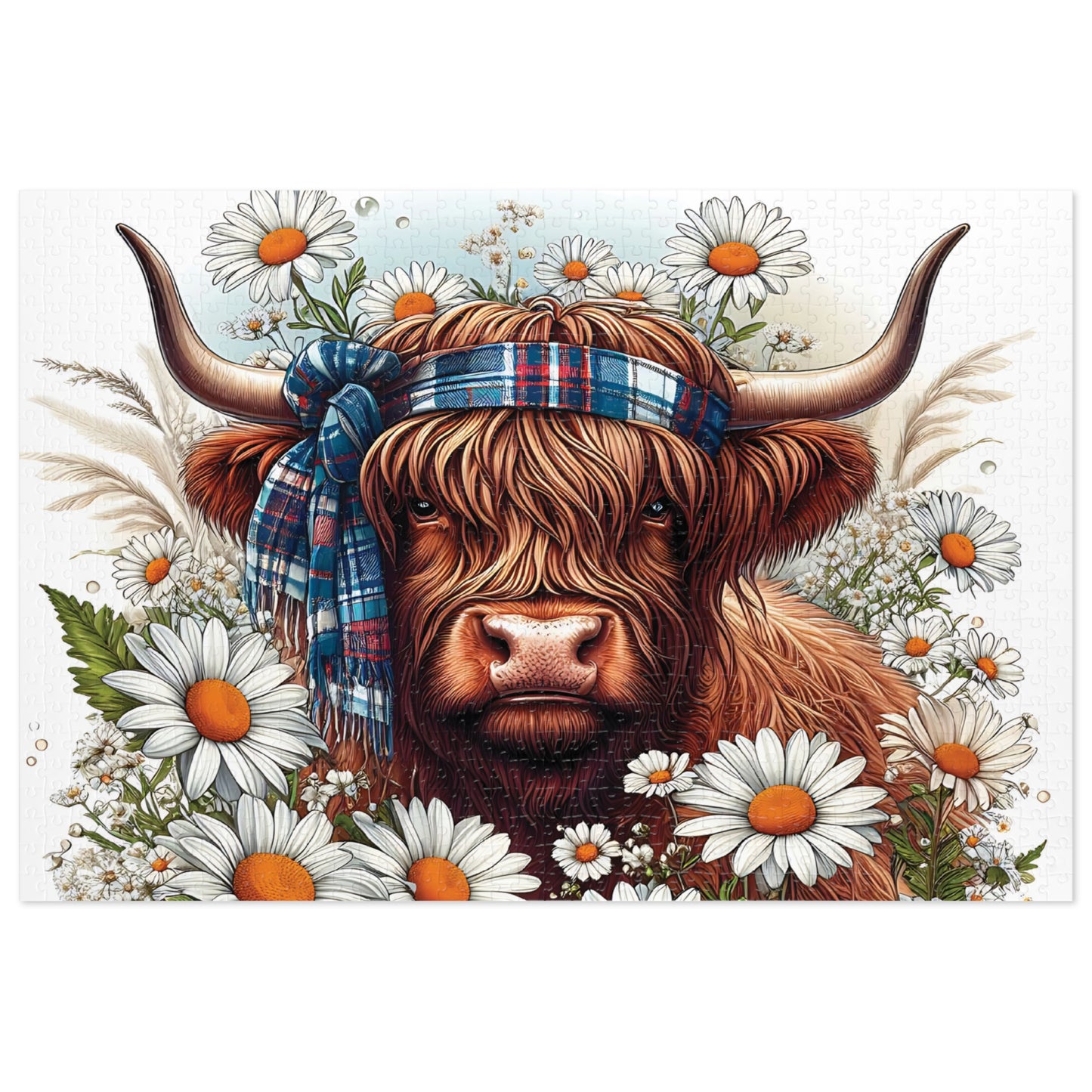 Jigsaw Puzzle, Highland Cow, Personalised/Non-Personalised (30, 110, 252, 500,1000-Piece)